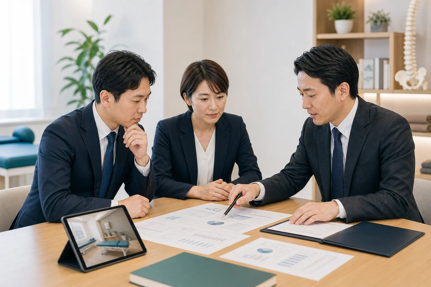 買い手企業が整骨院M&A案件を検討している様子